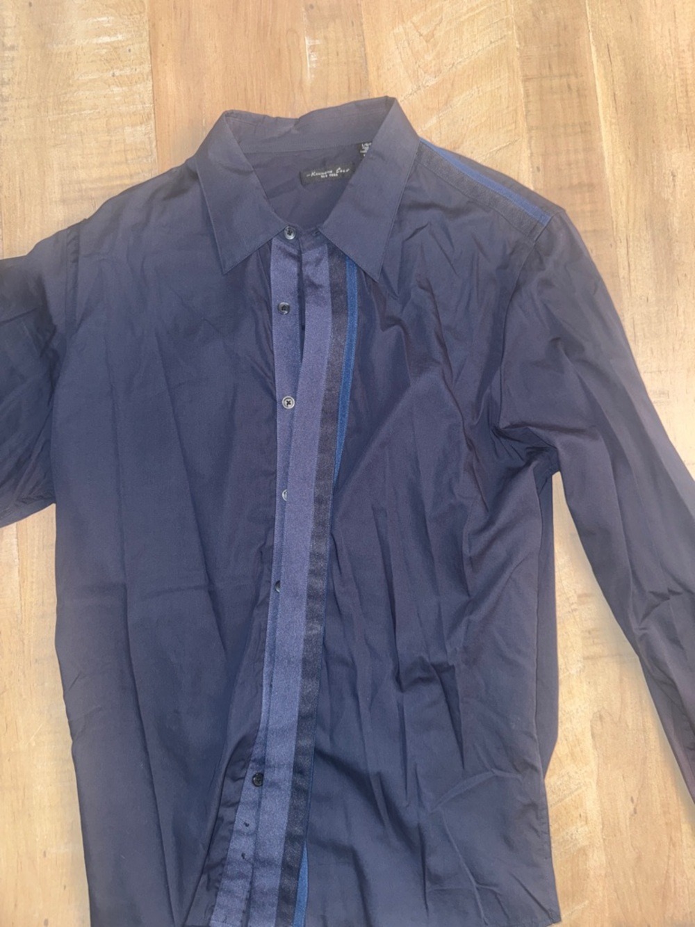 Kenneth Cole Men's Dark Navy Dress Shirt with Contrast Placket